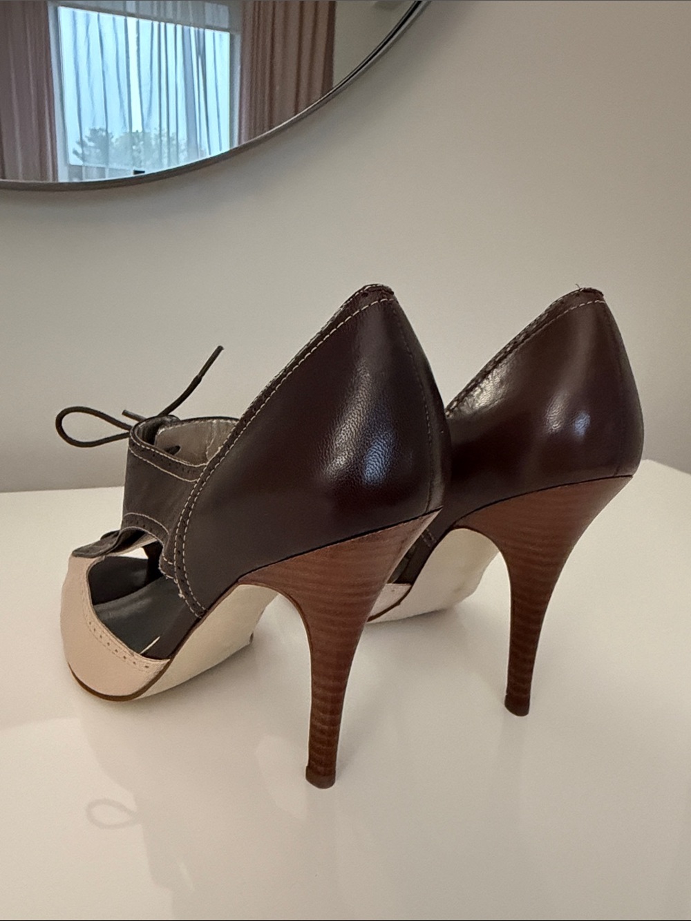 Marc Fisher Brown and Tan Lace-Up Oxford Heels - Picture 3 of 5